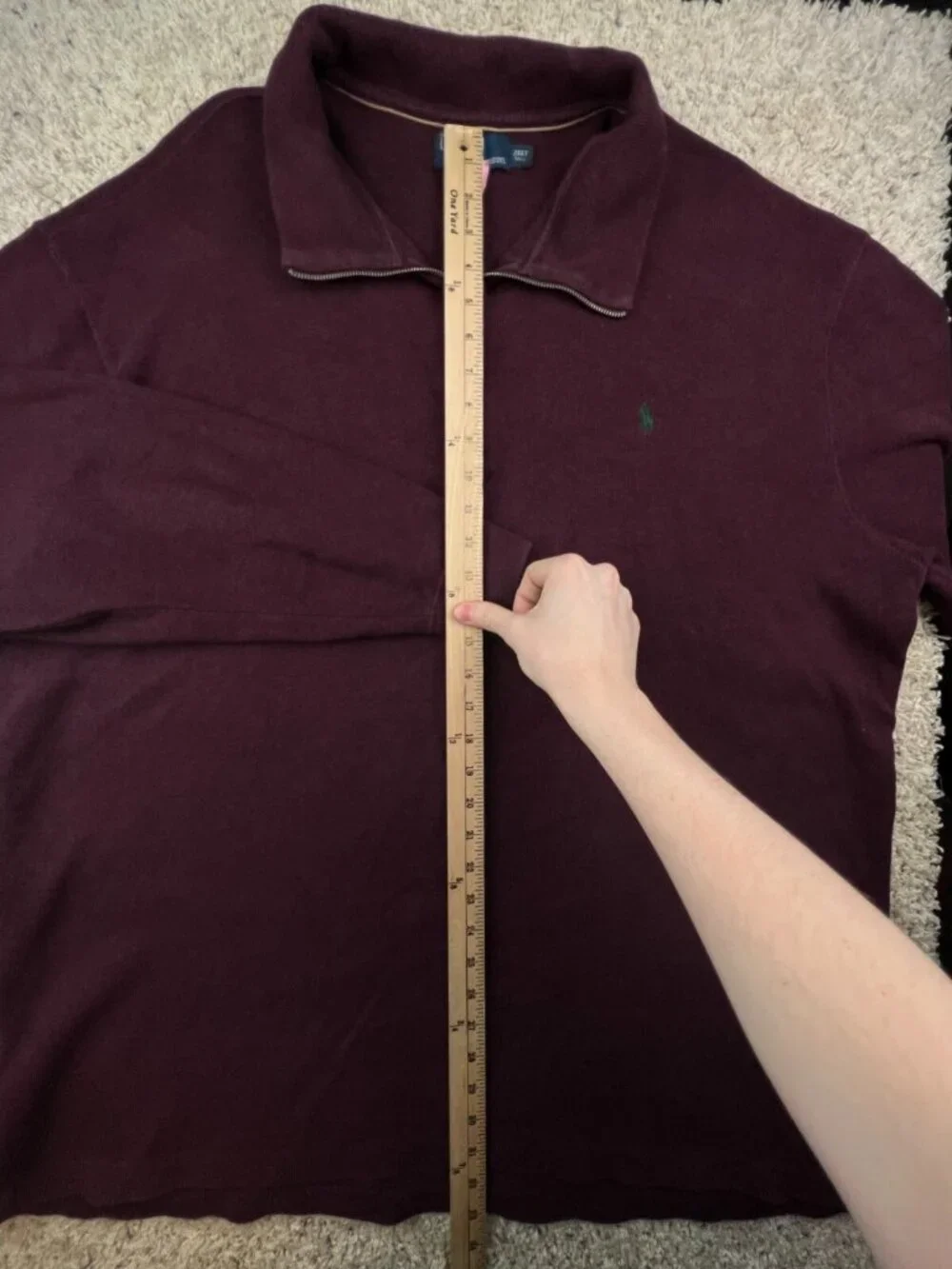 Polo Ralph Lauren Sweater Mens 2XLT Tall Classic 1/4 Zip Red Maroon W Pony
